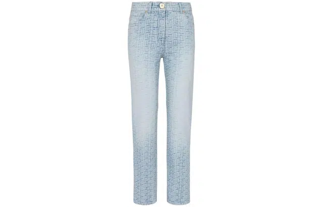 BALMAIN Pantaloni denim Balmain Monogram Straight albastri