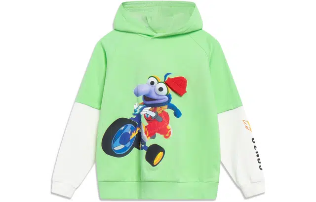 李宁儿童 运动生活 印花字母连帽套头长袖卫衣 儿童款 天水绿
