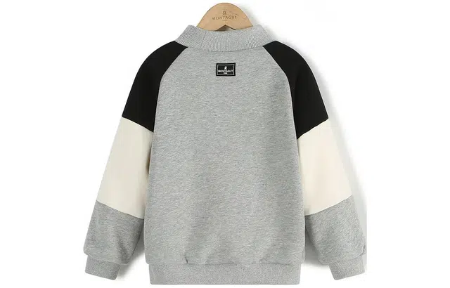 梦特娇 童装 时尚百搭半高领加绒加厚卫衣 男童 灰色