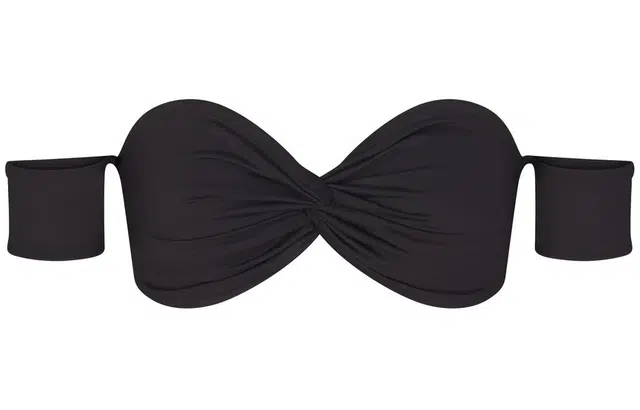 SKIMS SIGNATURE SWIM OFF THE SHOULDER BIKINI TOP ONYX