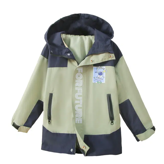 十月妈咪 连帽休闲舒适简约夹克外套 儿童款 绿色