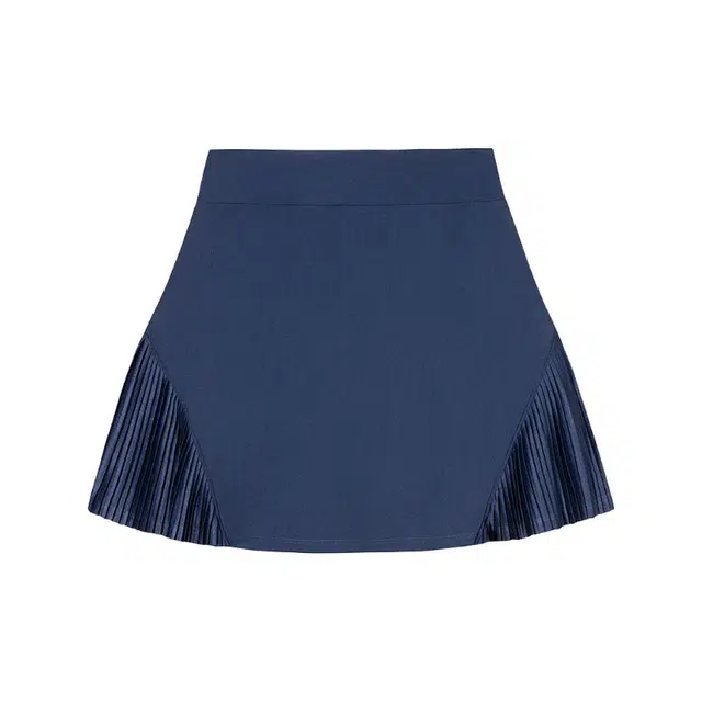 超级安踏 网球系列 纯色侧边百褶高腰针织休闲短裙 女款 深藏蓝
