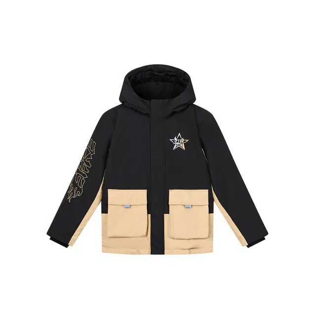 鸿星尔克儿童 保暖舒适柔软亲肤羽绒服 正黑 青少年