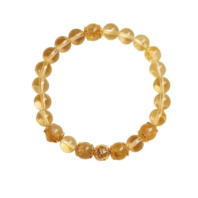 陌阡雪 【招财 吸金体】八方来财 国潮招财好运 精致轻奢简约高级感天然 黄水晶 手串 男女同款情侣款