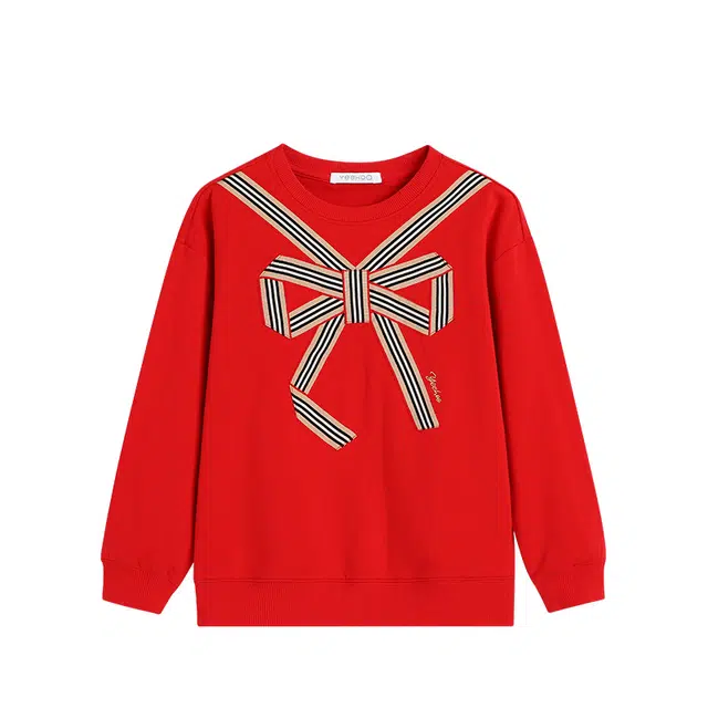 英氏 童装 学院风基础款套头圆领长袖印花卫衣 春秋 女童