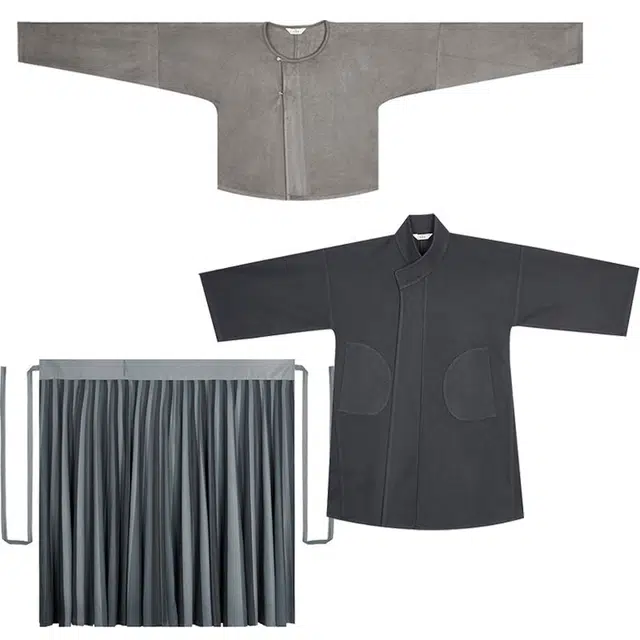 织造司 黛色 改良唐制披袄圆领衫条纹八破裙冬日常汉元素汉服 女款 蓝色