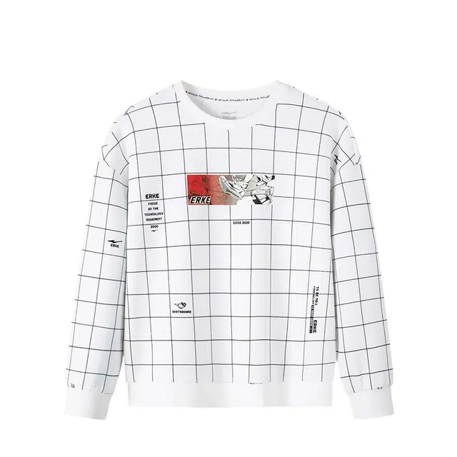 鸿星尔克儿童卫衣 亲肤潮流长袖舒适 白色 青少年