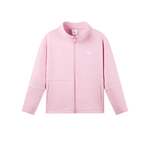 安踏儿童 简约立领拉链时尚夹克外套 霓裳粉 青少年