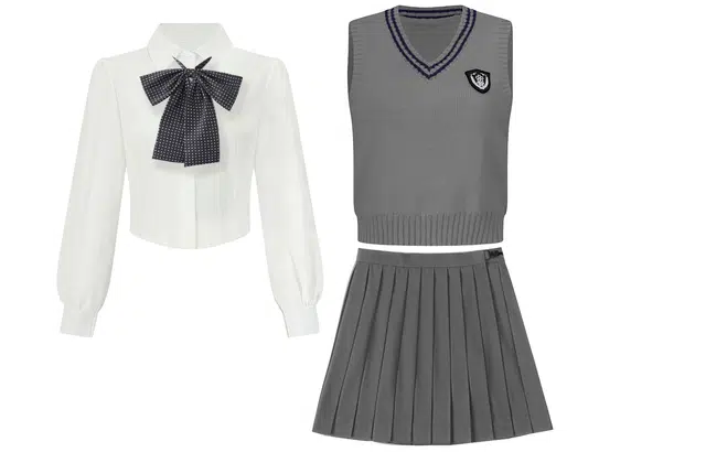 九条喵 高级时尚小众背心设计感小个子甜美衬衣慵懒甜酷风格半身裙裙装套装 女款