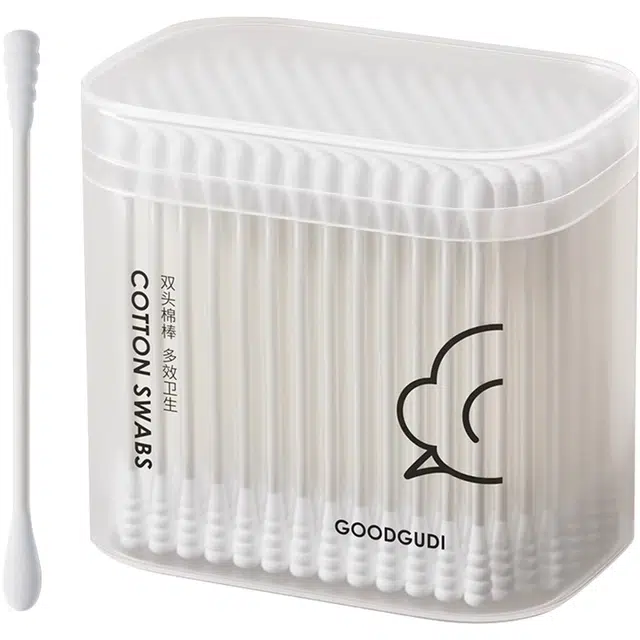 古迪 纸轴双头棉签 小头细掏耳化妆家用掏耳勺棉花棒木棒尖头清洁棉棒