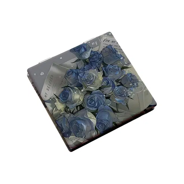 计轩 碎冰蓝玫瑰迷你小镜子 随身