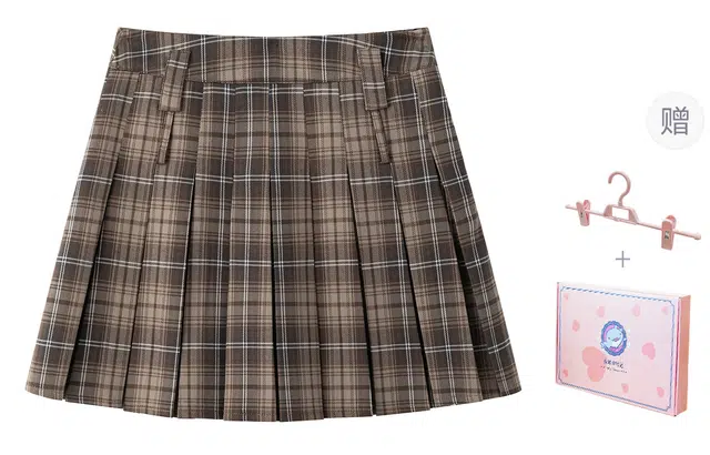 东鲸岁时记 格子中腰合身休闲短裙 女款 棕色