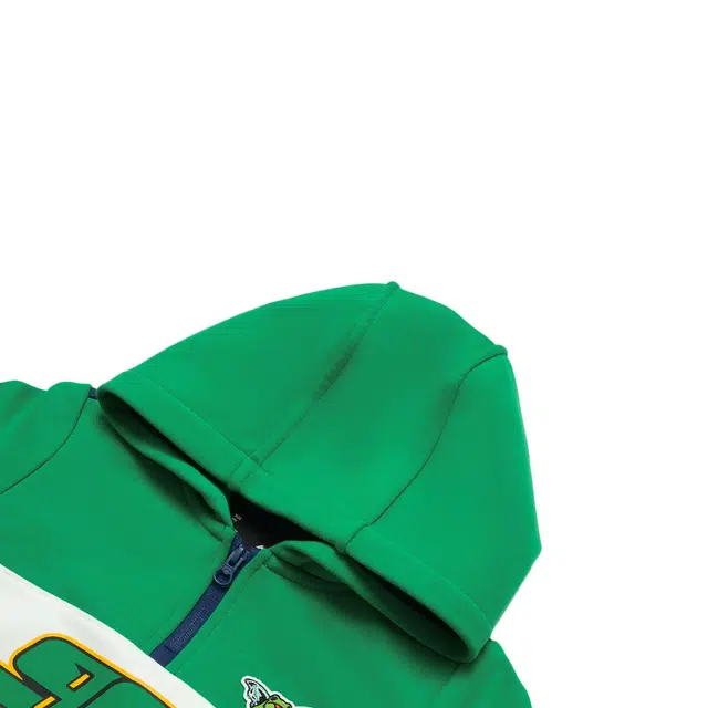 李宁儿童卫衣 运动生活系列 连帽时尚套头百搭拼色长袖 翠果绿 中小童