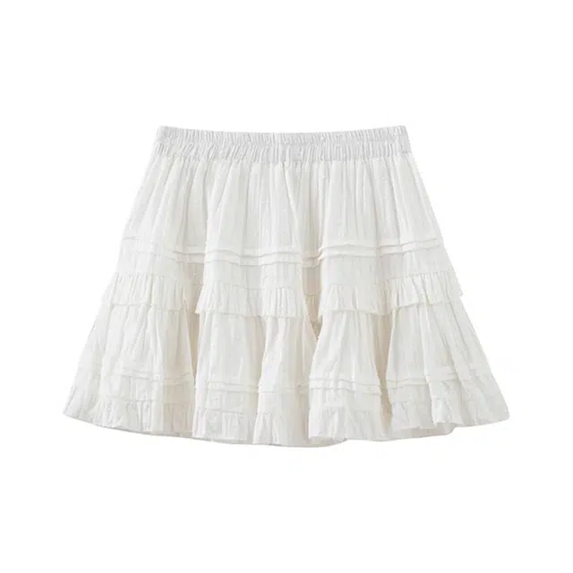 黛尔佳人 蓬蓬蛋糕裙百搭高腰休闲短裙 女款 白色