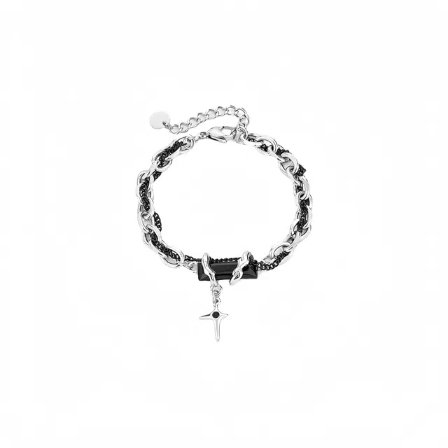 暖瞳 十字架 冷淡风个性设计 潮流时尚 钛钢 手链 男款