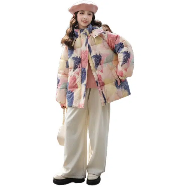 雅鹿棉衣 连帽时尚简约长袖 花色 青少年