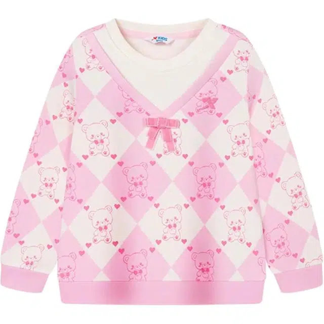 特步卫衣 舒适百搭套头耐磨 白玫粉 中小童