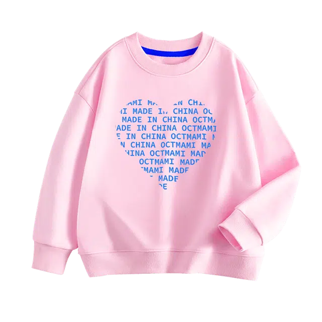大童 十月妈咪 爱心字母印花圆领套头百搭落肩长袖卫衣