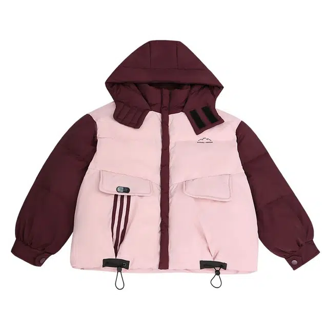 雅鹿 时尚连帽拼色插肩长袖棉衣 图片色 青少年