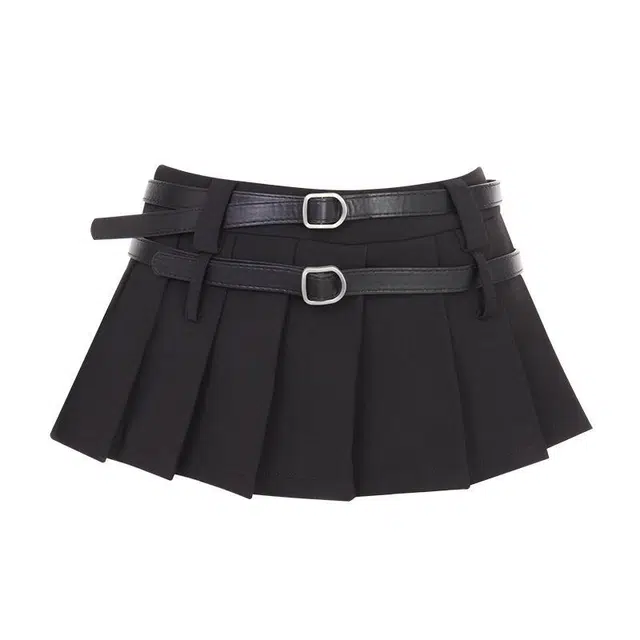 哒头下雨不愁 时尚舒适百搭休闲短裙 女款 黑色（配腰带）