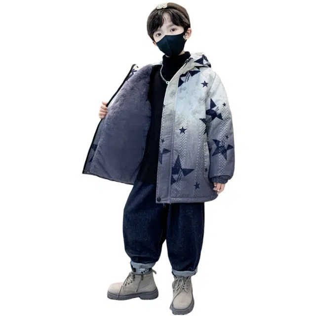 雅鹿棉衣 连帽舒适洋气加绒加厚长袖 青少年