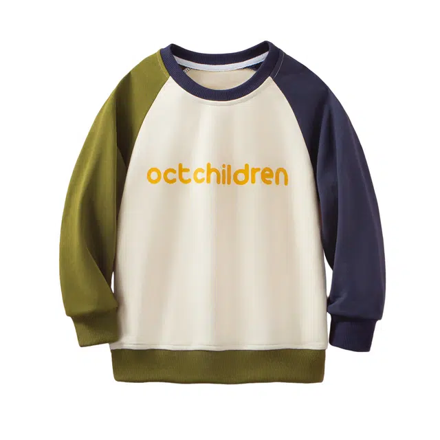 十月妈咪 字母印花舒适卫衣 儿童款 蓝绿