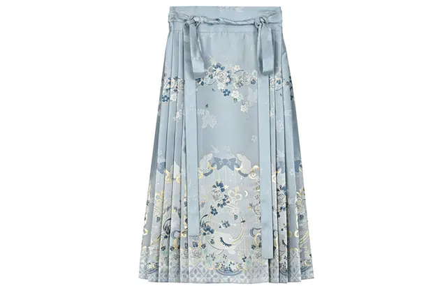 森女部落 花与爱丽丝新中式织金仿妆花马面裙改良半身休闲长裙 女款 蓝色