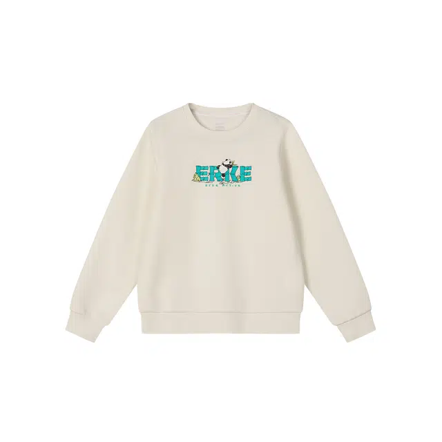 鸿星尔克儿童卫衣 休闲时尚圆领套头长袖 冰川白 青少年