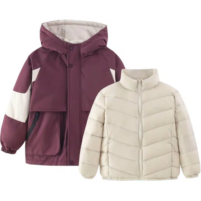雅鹿 时尚休闲三合一连帽羽绒服 青少年