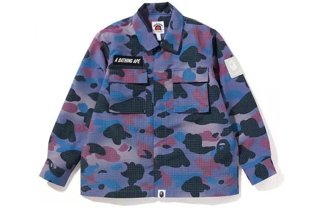 Bape FW22 Grid Camo Military Shirt