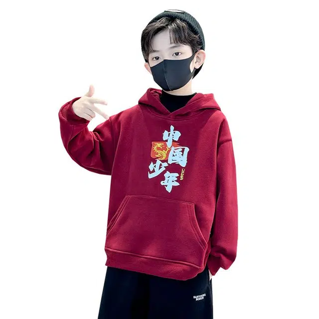 雅鹿卫衣 亲肤舒适加绒加厚 酒红 青少年