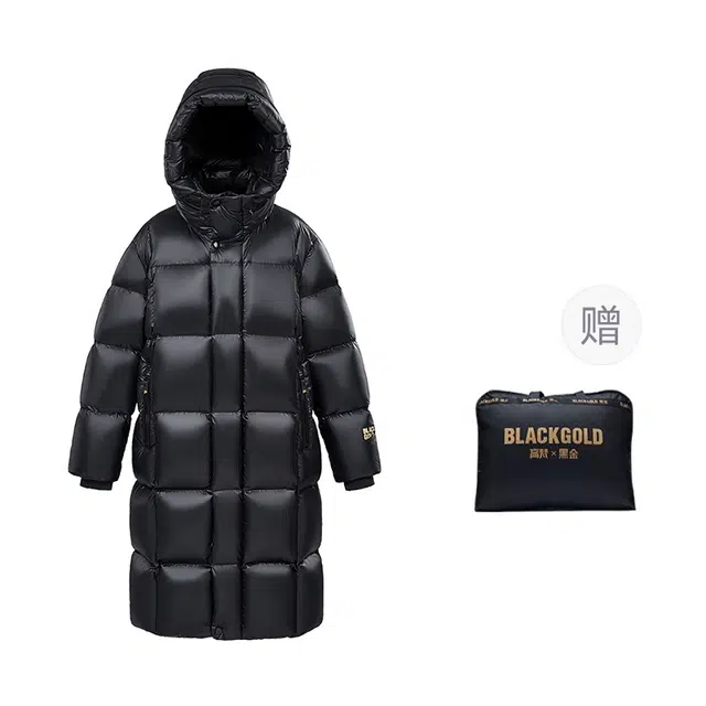 高梵 简约连帽休闲纯色羽绒服 黑色 青少年