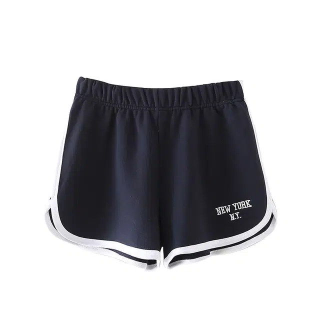 玉儿恋 美式复古百搭运动纯色高腰热裤休闲短裤 女款