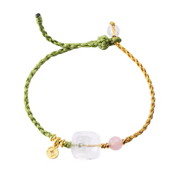 龙弗 【提升运势】万事长安时来运转新中式国风雕刻扎基拉姆手牌手工编织手牌成功上岸复古民族风温婉贵气 白水晶 手链 女款