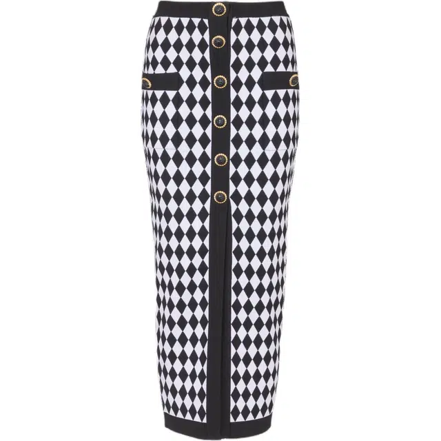 BALMAIN Diamond Jacquard Midi Skirt