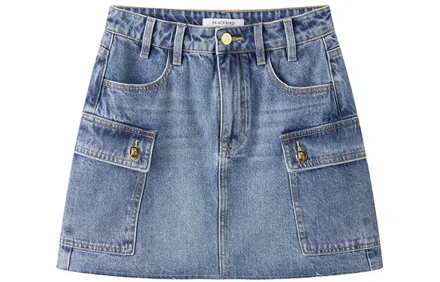 太平鸟 工装牛仔半裙短裙 女款 牛仔蓝