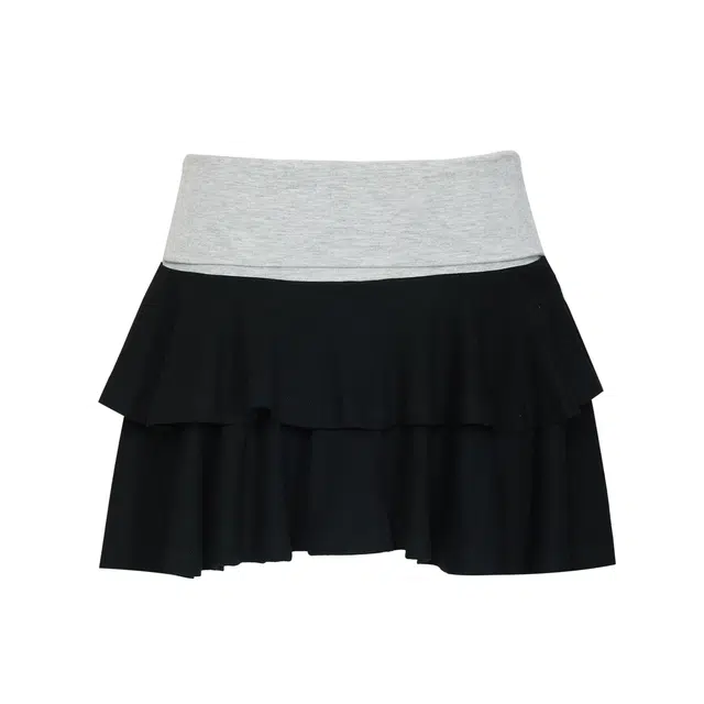 玫丝朵 美式复古辣妹高腰撞色设计时尚百搭半身百褶休闲短裙 女款