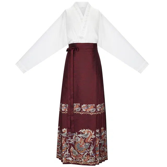 织造司 年年 新中式明制织金马面搭配飞机袖百搭衬衫裙混搭中国风改良套装汉服 女款