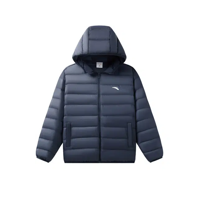 青少年 安踏儿童 轻暖系列 连帽舒适柔软羽绒服 深夜蓝色