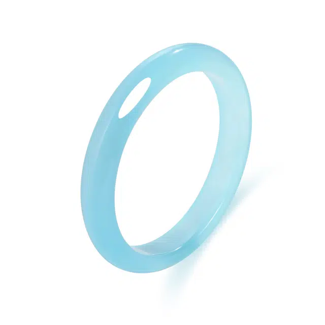 【特选蓝韵】 老凤祥 清新薄荷蓝 清透高级感清冷气质温柔日常百搭 新中式国潮汉服旗袍叠戴#好运天然 玉髓 玉石手镯 女款