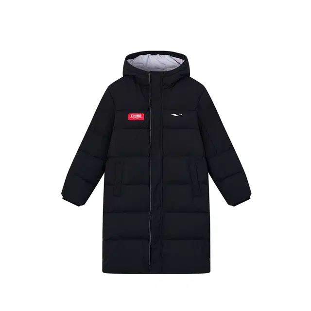 鸿星尔克儿童 保暖舒适柔软亲肤连帽羽绒服 正黑 青少年