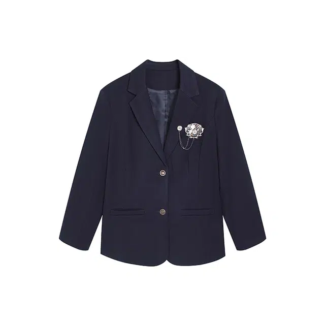 冰淇淋与鲸 纯色徽章挂饰单排扣制服 女款