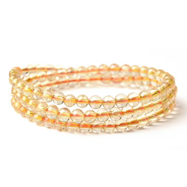 【匠心手作 鎏金闪耀】 灵菲 招财转运新中式百搭多圈叠戴素串 小众轻奢高级感时尚简约#好运 金发晶 手串 男女同款情侣款