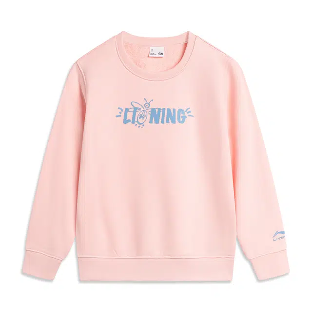 李宁儿童卫衣 运动生活系列 舒适休闲套头柔软 粉色 儿童款