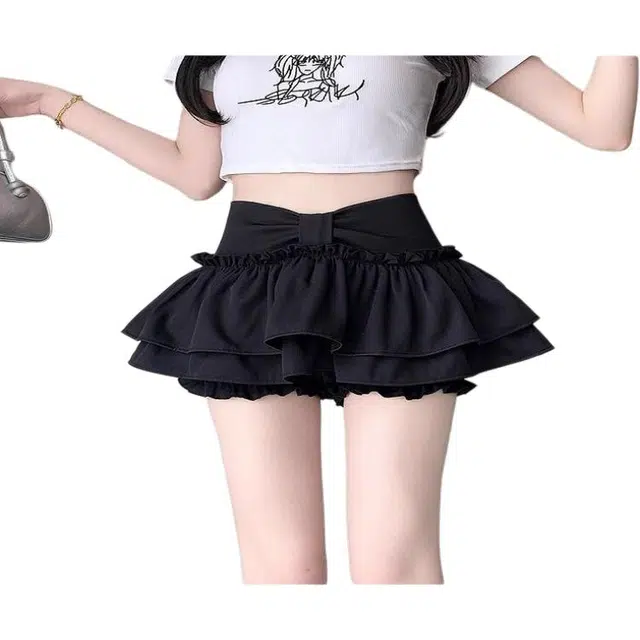 怪力萝莉 蓬蓬蛋糕裙蝴蝶结简约纯色休闲短裙 女款