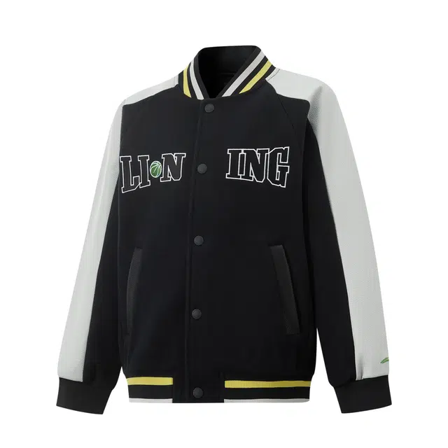 李宁儿童夹克外套 篮球系列 时尚柔软亲肤轻盈洋气 黑色/硬币灰 青少年