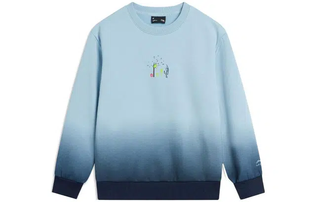 李宁儿童 渐变圆领套头抓绒卫衣 儿童款 勿忘草蓝