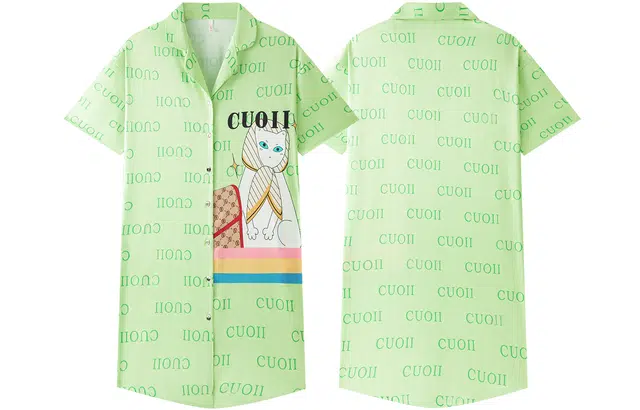 宫蝶 冰丝短袖睡衣家居服薄款卡通满印休闲宽松开衫夏季睡裙 女款