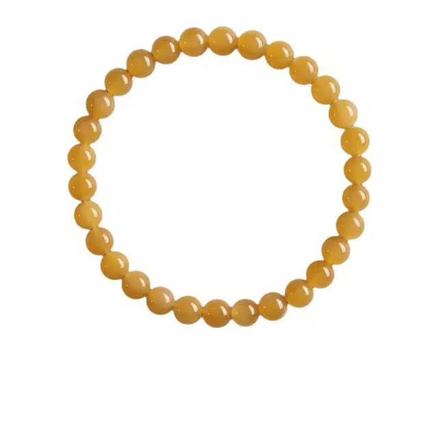 安道子 【玉润糖甜】细腻通透 养人添运福禄环绕好运 和田玉手串 糖玉 男女同款情侣款