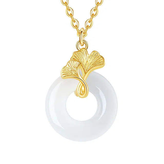 【扣住平安】中国黄金 珍·尚银 平安扣吊坠  新中式国风 招财纳福  事事如意 小众锁骨链  优雅气质 通勤百搭 上岸 礼盒 玉髓 项链 女款